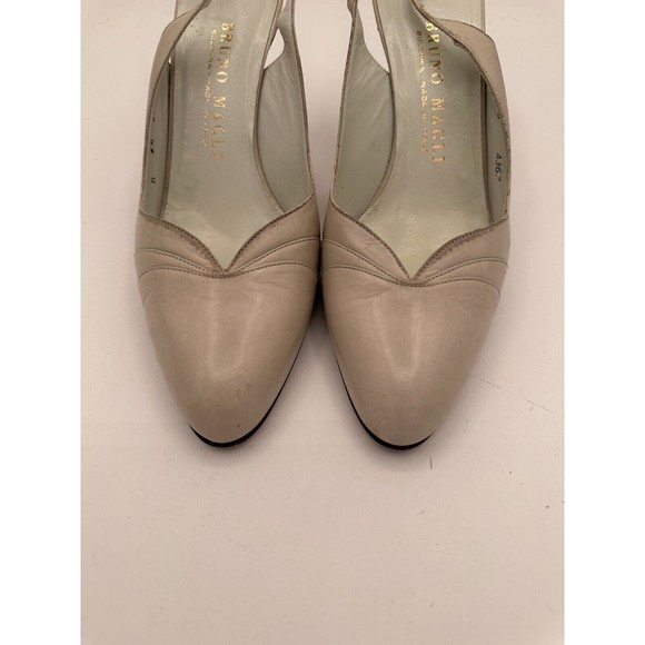 Vintage Bruno Magli Italy Heels Women's 6.5 B Cream/White Leather Slingback - Picture 4 of 11